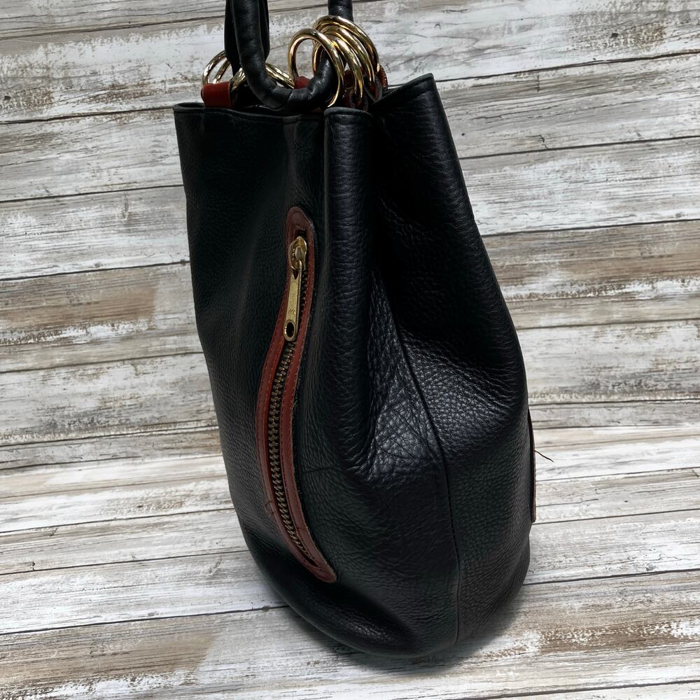 VTG Leather Bucket Purse Pattie Jarrell Black Convertible Sling Western 90s Boho - Picture 6 of 15